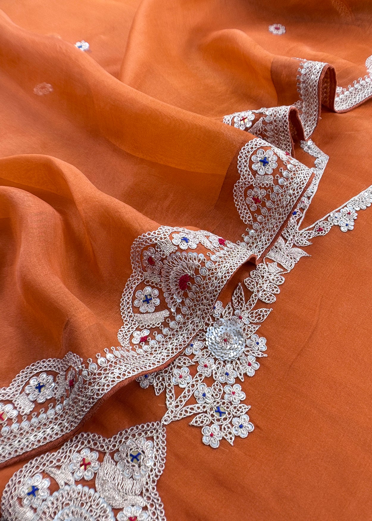 Premium quality kora silk unstitched suit with dupatta

