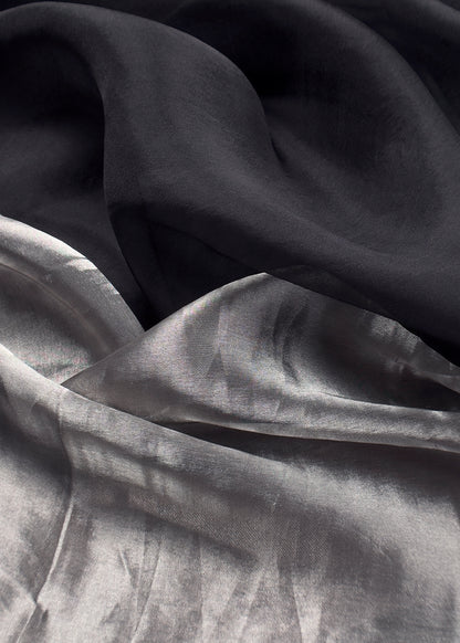 Black Handloom Silk Suit With Organza Dupatta In Kadwa Motif