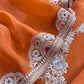 Rust Orange Handloom Kora Silk Suit Fabric With Dori Hand Embroidery