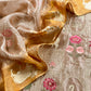 Festive wear tissue silk unstitched suit with brush-print dupatta

