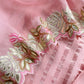 Pink Luxe Zari Woven Handloom Kora Silk Suit Fabric With Gotapatti, Appliqué And Parsi Stitch Handwork