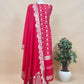 Red Katan Silk Suit Fabric With Gold Zari Pichwai Weaving