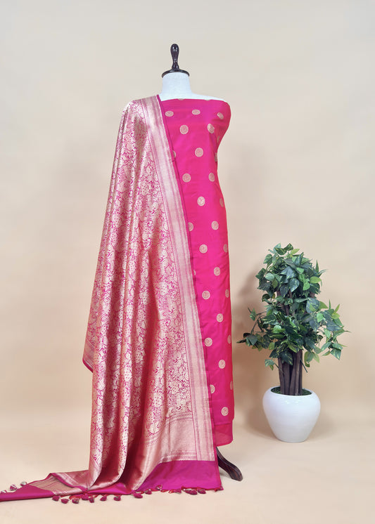 Shikagarh Tales Dhup Chav Rani Handloom Katan Silk Suit With Brocade Weaving