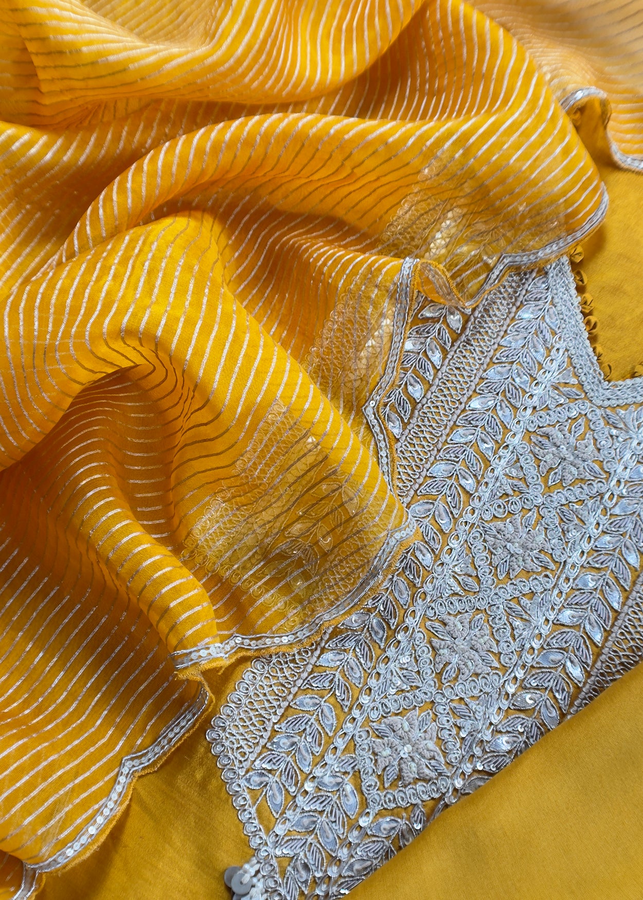 Silk unstitched suit with dupatta

