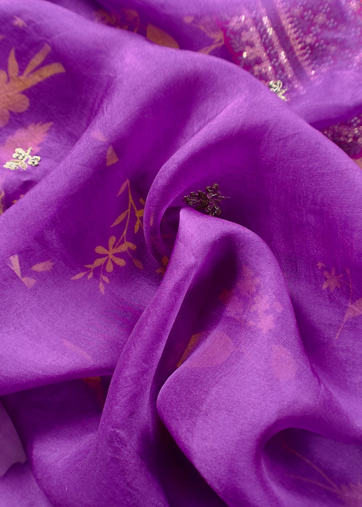 Luxury dupion silk suit with dori dabka zardosi handwork

