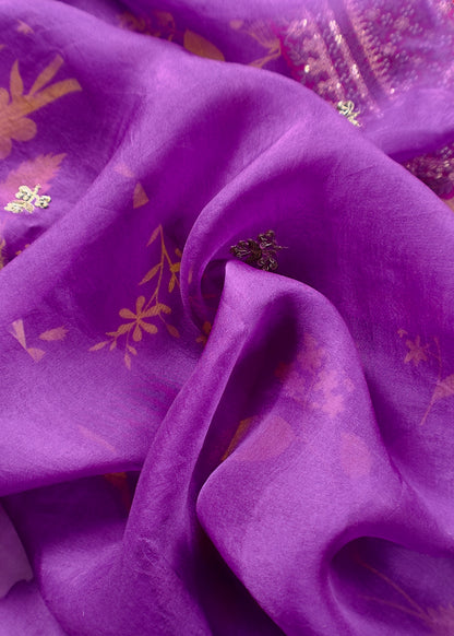 Luxury dupion silk suit with dori dabka zardosi handwork

