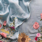 Ocean Blue Pure Mul Cotton Sunflower Suit With Resham Embroidery And Appliqué Work