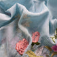 Ocean Blue Pure Mul Cotton Sunflower Suit With Resham Embroidery And Appliqué Work
