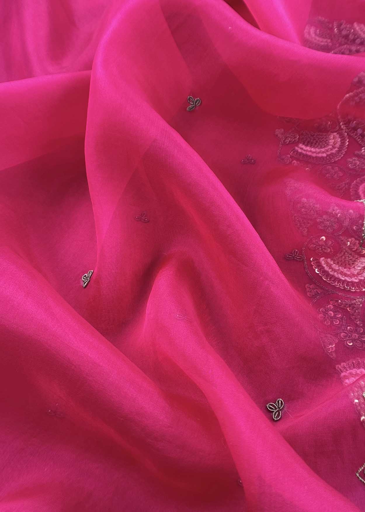 Rani Sa Varanasi Silk Kurta And Kora Silk Dupatta With  Dabka Dori Hand Work With Woven Details