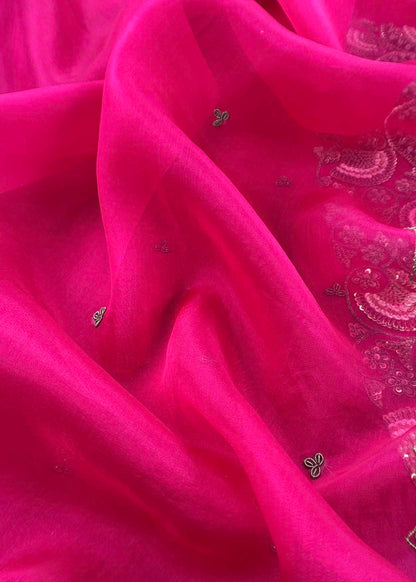 Rani Sa Varanasi Silk Kurta And Kora Silk Dupatta With  Dabka Dori Hand Work With Woven Details