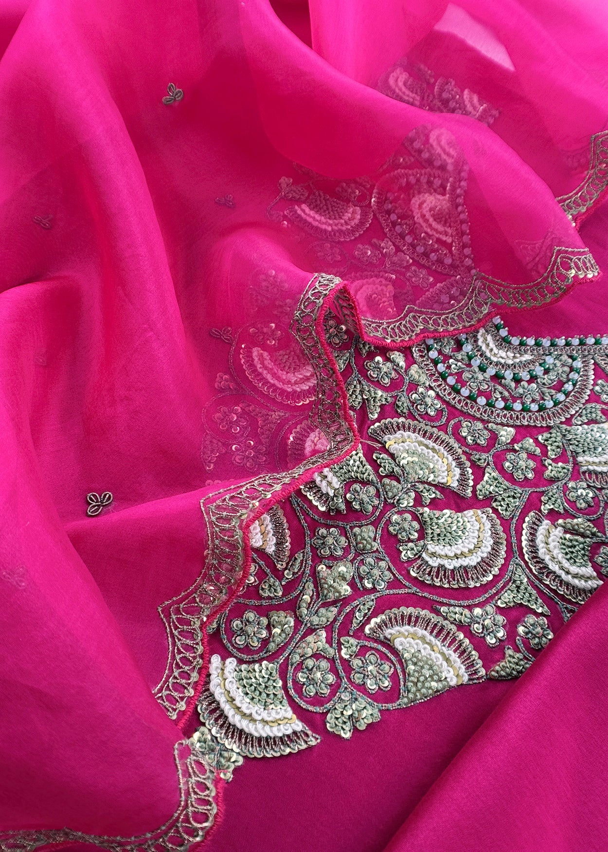 Rani Sa Varanasi Silk Kurta And Kora Silk Dupatta With  Dabka Dori Hand Work With Woven Details
