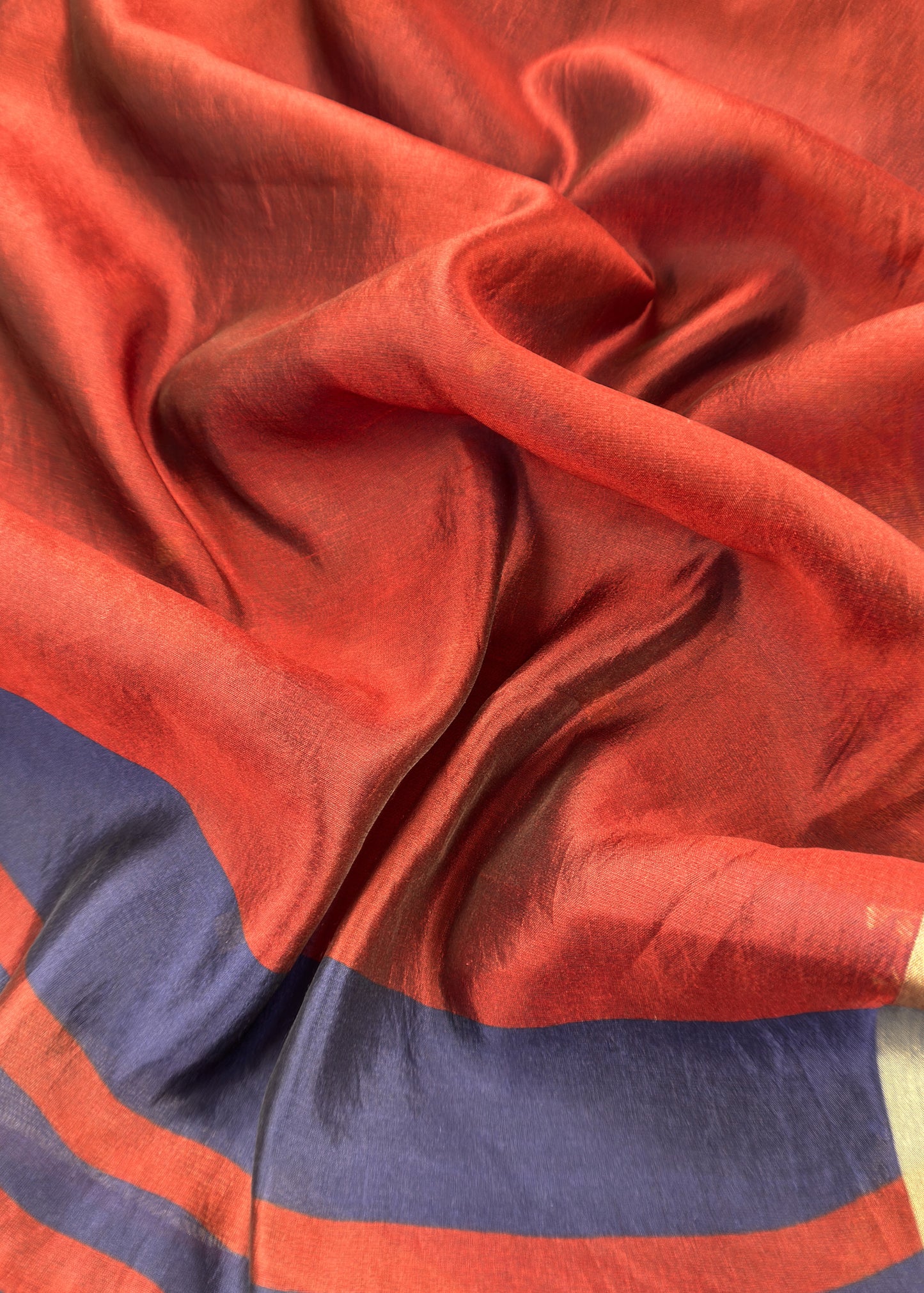 Blue And Maroon Handloom Unstitched Silk Suit With Kadwa Weaving