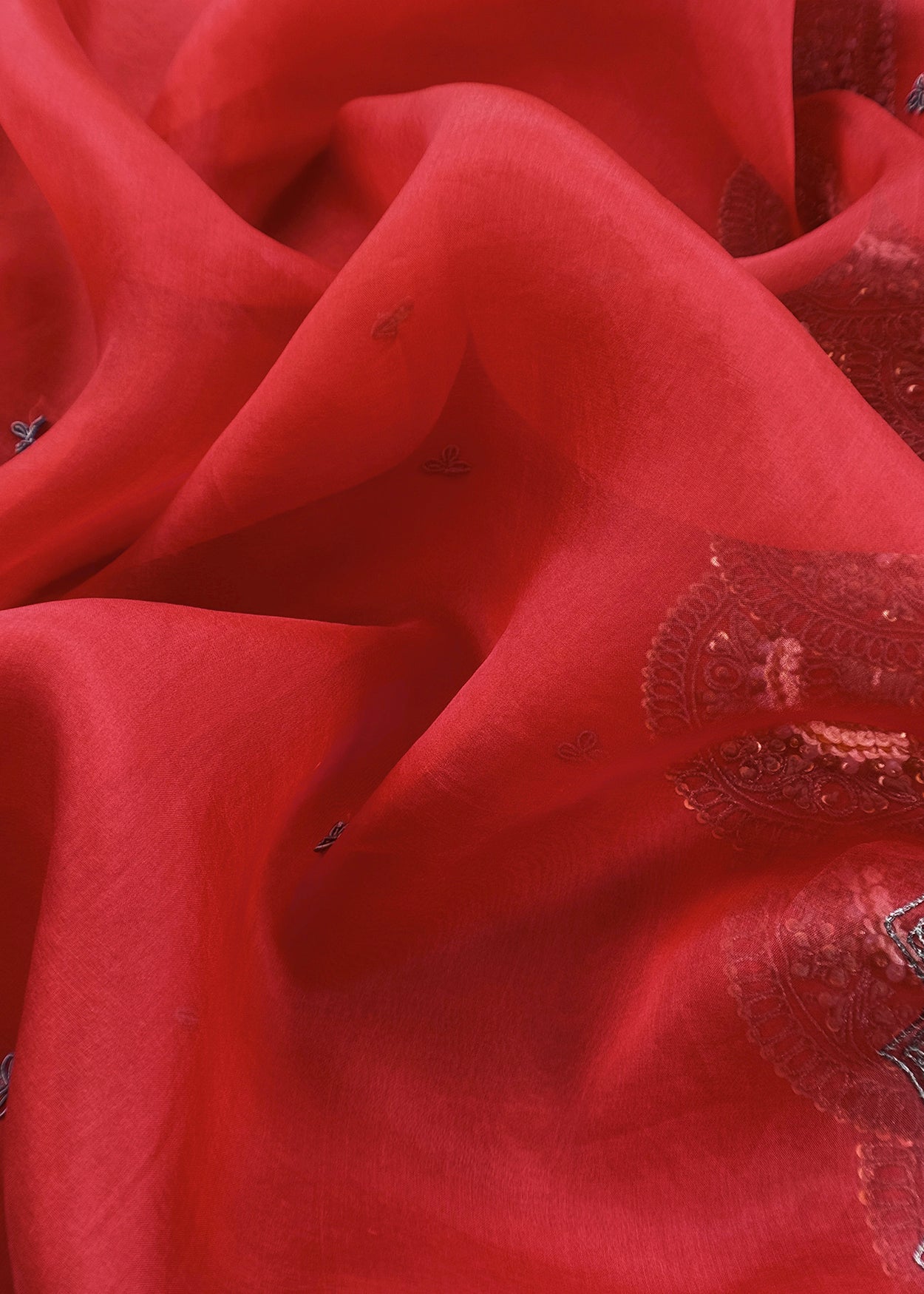 Burnt Red Varanasi Silk Kurta and Kora Silk dupatta with  Dabka Dori Hand work with Woven details