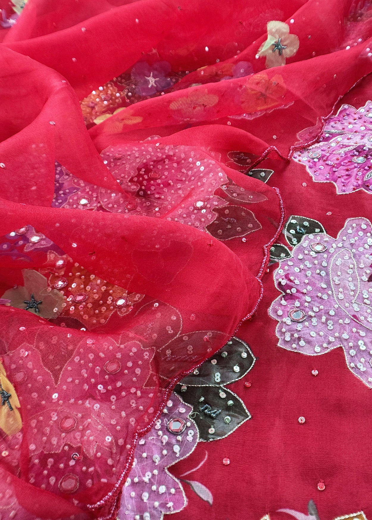 Organza unstitched suit with dupatta

