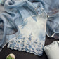 Blue Floral Handpainted Organza Suit Set