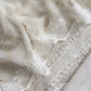 White With Yellow Pure Mul Handblock Print Suit With Chikan Embroidery