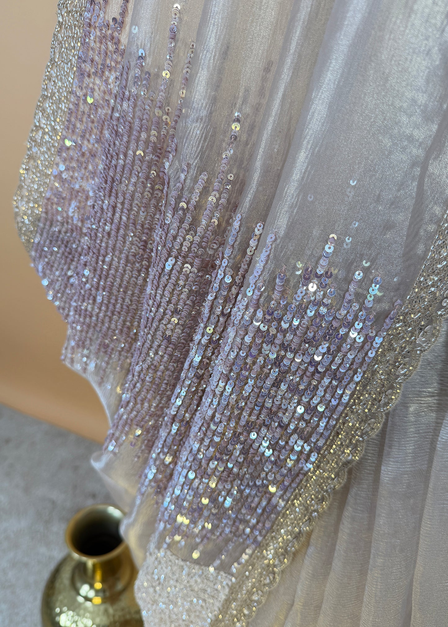 Tissue Silk Saree with Beautiful Sequins Work
