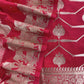 Red Katan Silk Suit Fabric With Gold Zari Pichwai Weaving