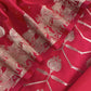 Red Katan Silk Suit Fabric With Gold Zari Pichwai Weaving