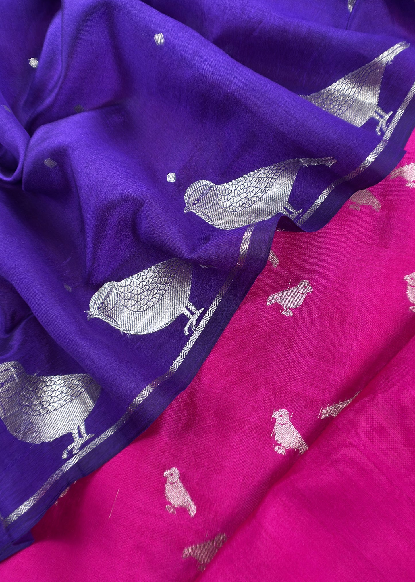 Rani And Violet Son Chiraiya Pure Silk Suit Fabric With Gold Weaving
