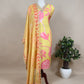 Yellow Digital Print Suit With Organza Dupatta