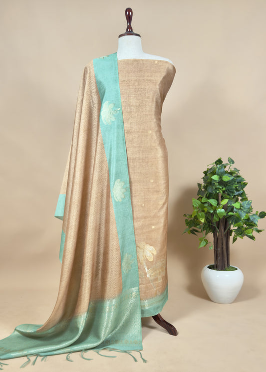 Tissue Unstiched Suit Jamdani Weaving With Dupatta