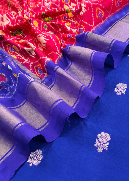 Luxe Bright Blue Handloom silk Kurta and Ikkat Woven Dupatta