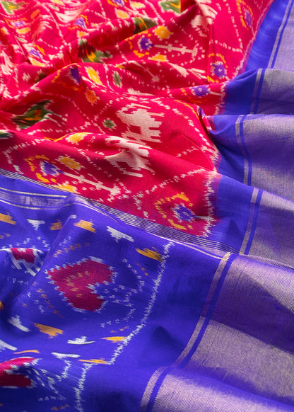 Luxe Bright Blue Handloom silk Kurta and Ikkat Woven Dupatta