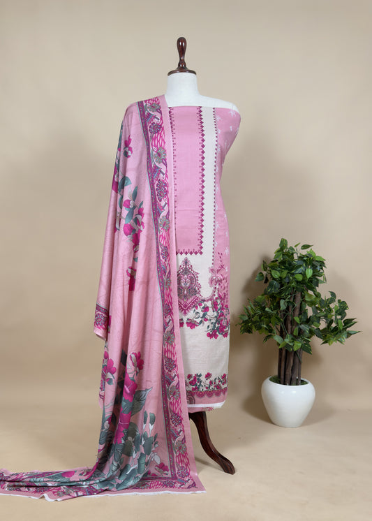 Pink  Digital Print Pakistani Suit In Lawn Fabric