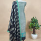 Blue With Black Pure Maheshwari Unstitched Suit Traditional Dupatta