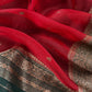 Green and Red Handloom Raw Silk Kurta and Kora Silk Dupatta with Gold Kadwa Weaving