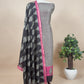 Pink With Black Pure Maheshwari Unstitched Suit Traditional Dupatta