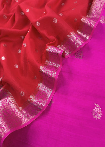 Laal Rani Handloom Chiniya Silk Suit With Meenakari Weaving