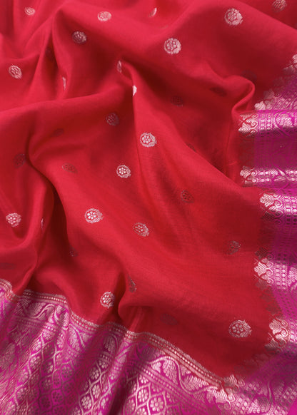 Laal Rani Handloom Chiniya Silk Suit With Meenakari Weaving
