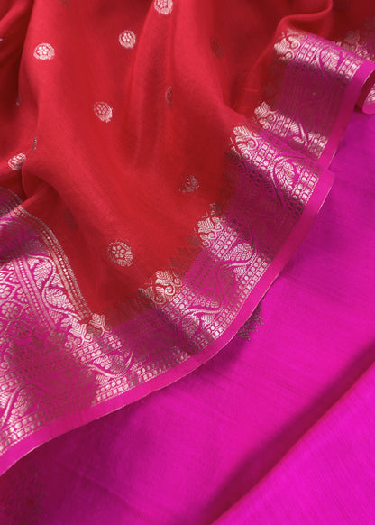 Laal Rani Handloom Chiniya Silk Suit With Meenakari Weaving