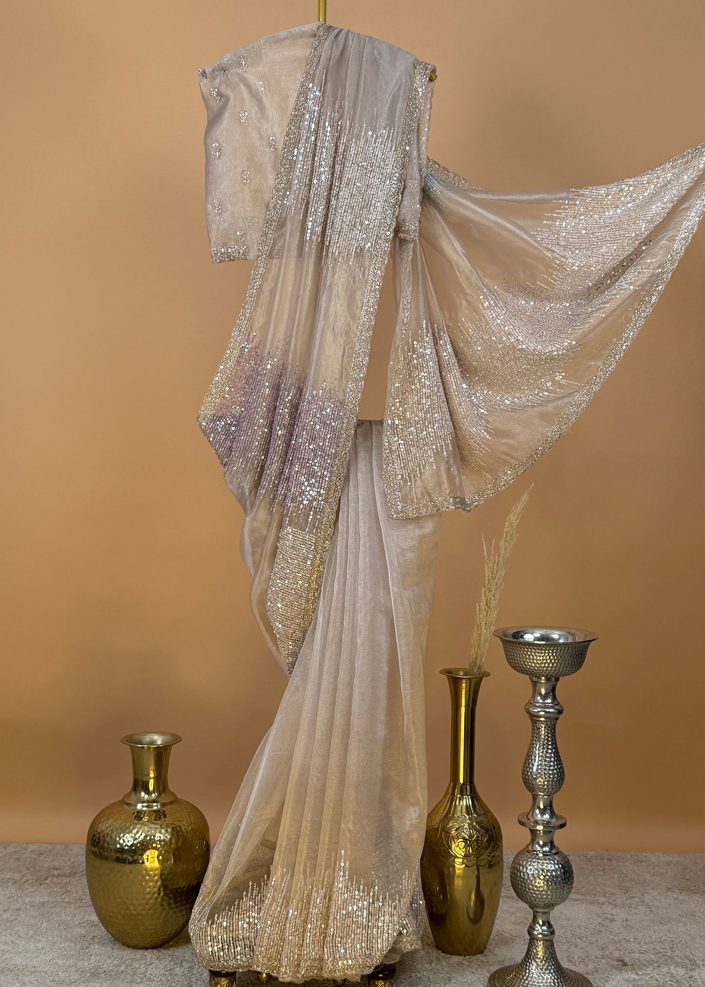 Tissue Silk Saree with Beautiful Sequins Work