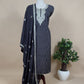 Black Cotton muslin Suit With sequins Handwork