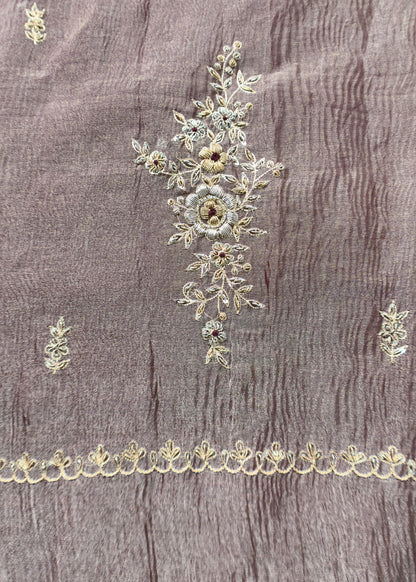 Purple Handwoven Designer Crushed Tissue-Silk Unstitched Suit with Dori  work