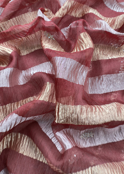 Handwoven Designer Crushed Tissue-Silk Unstitched Suit with Dori  work
