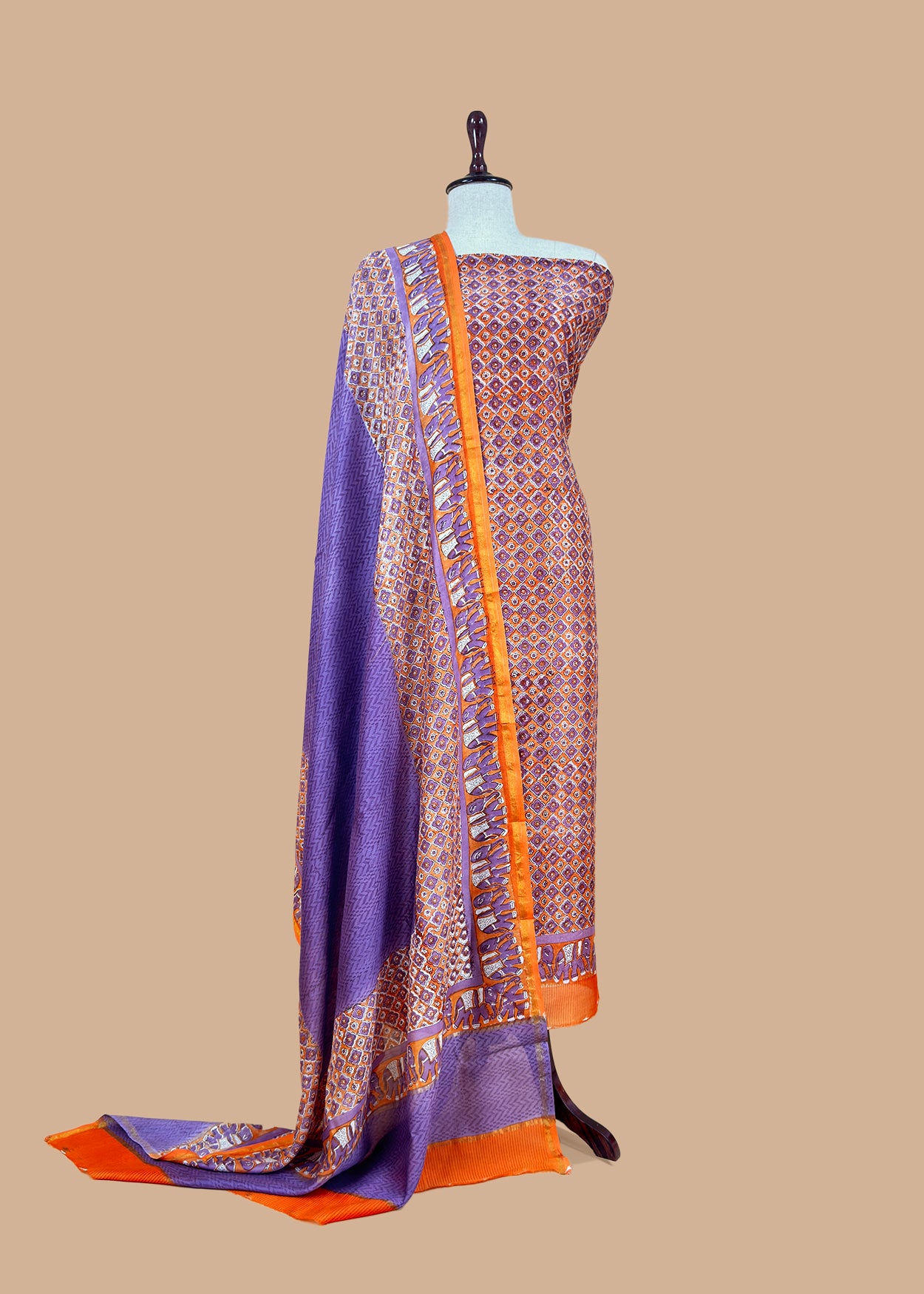 Mulmul suit set with jaipuri handblock print

