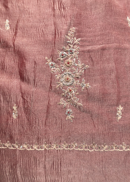 Handwoven Designer Crushed Tissue-Silk Unstitched Suit with Dori  work