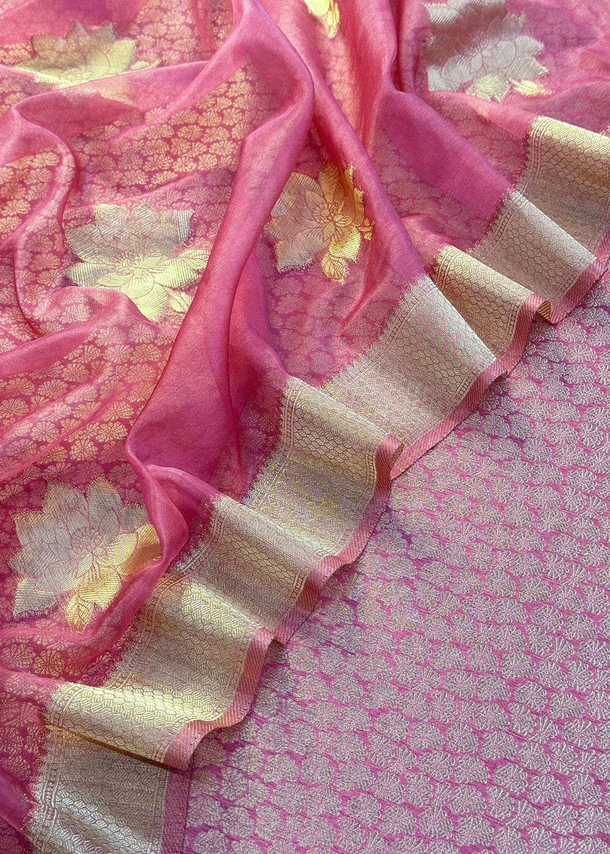 Indian Traditional Wear Brocade Organza Fabric

