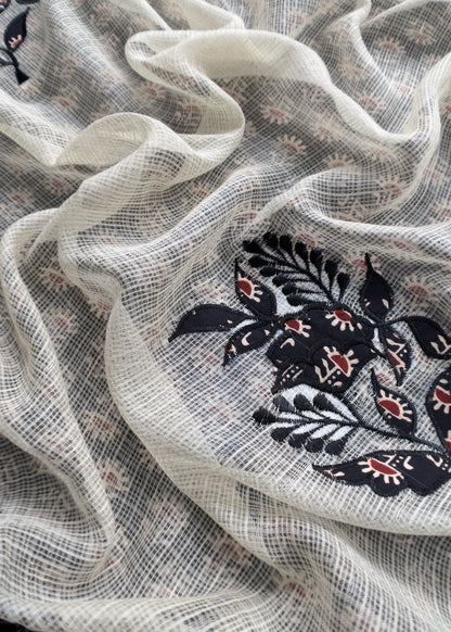 Black Ajrakh Pure Cotton Suit With Appliqué work