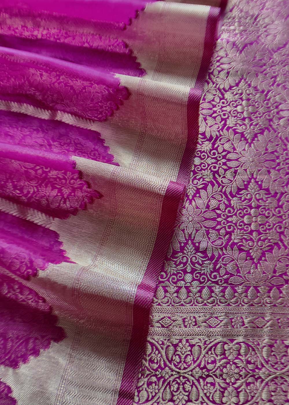 Purple Brocade Kurta With Organza Dupatta