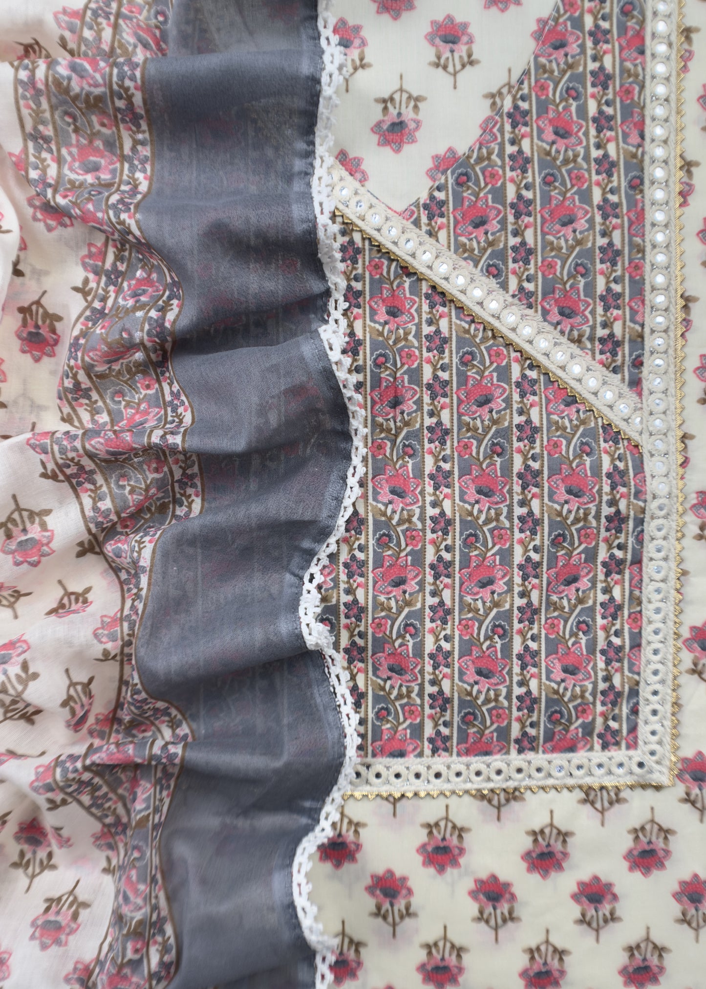 Black Pure Cotton Jaipuri Hand-block Print Unstitched Suit