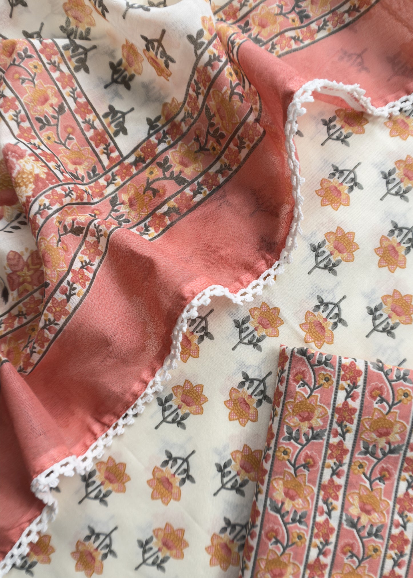 Gajri Pure Cotton Jaipuri Hand-block Print Unstitched Suit