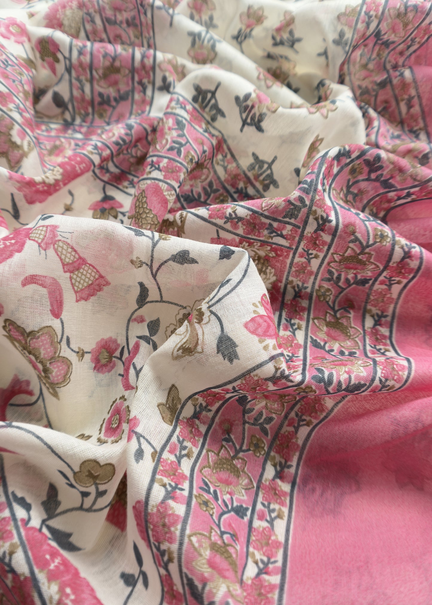 Pink Pure Cotton Jaipuri Hand-block Print Unstitched Suit