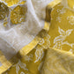 Yellow Pure Cotton Suit Set With Kota Doria Dupatta And Appliqué Work