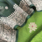 Parrot Green Handloom Banarasi Silk Kurta And Kora Silk Dupatta With Kadwa Meenakari Weaving