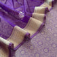 Light Purple Designer Pure Brocade Silk Kurta And Organza Dupatta